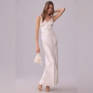 Reformation Ivory Esa Silk Dress